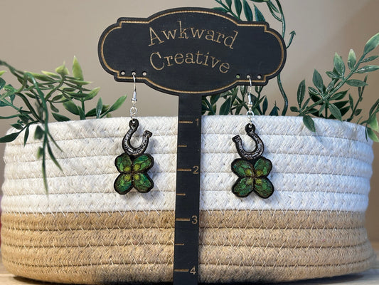 Earrings - Horseshoe and Clover