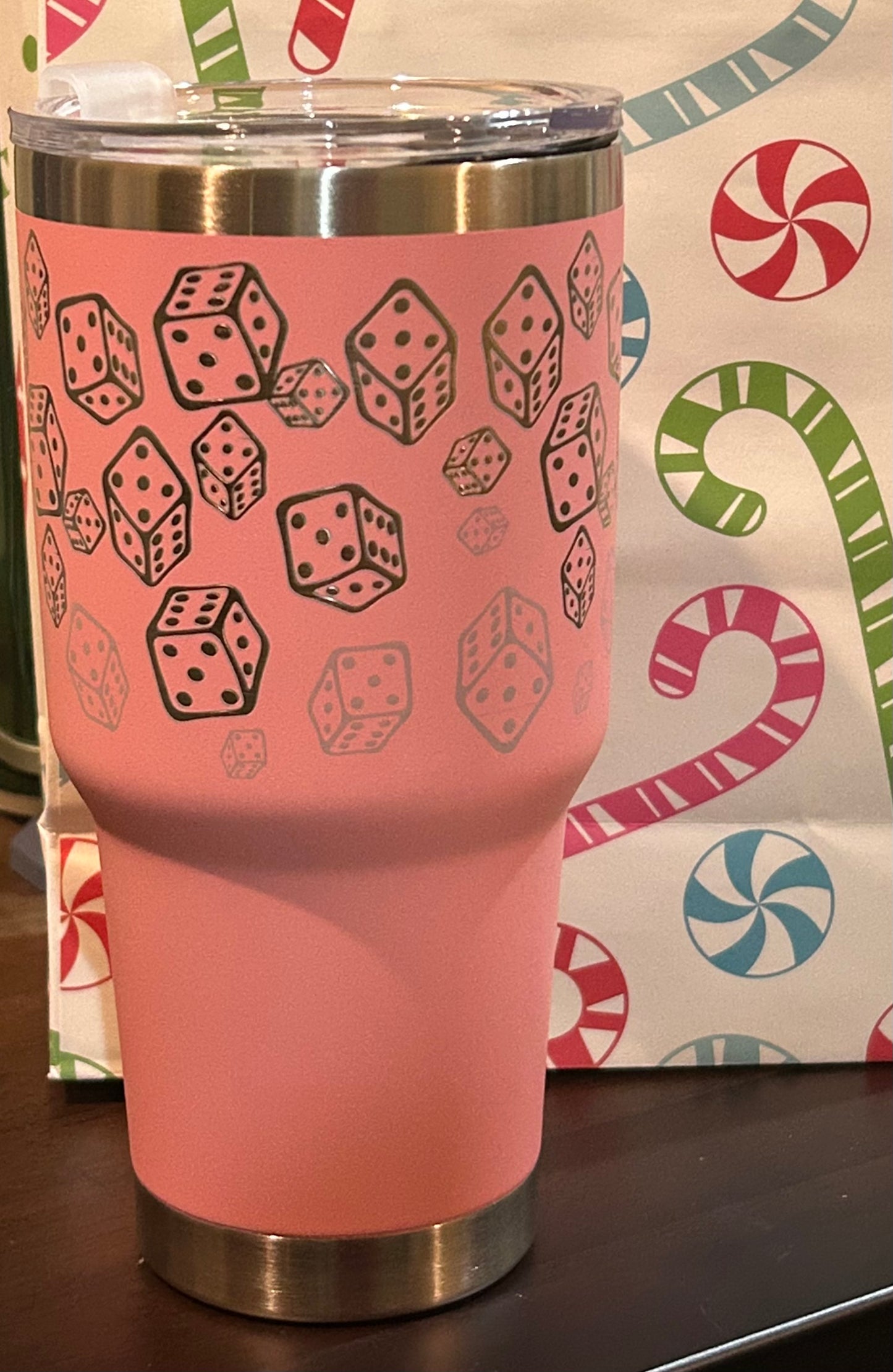 Pink Stainless Steel Dice 30oz Tumbler