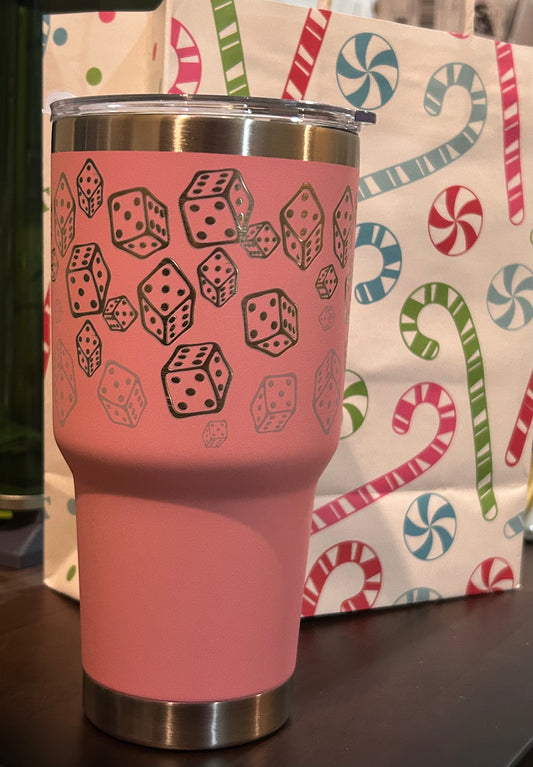 Pink Stainless Steel Dice 30oz Tumbler